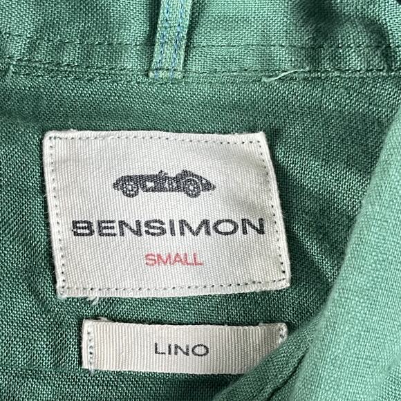 Bensimon 100% Linen Shirt Mens Small Green Button Down Long Sleeve Preppy - Picture 5 of 13